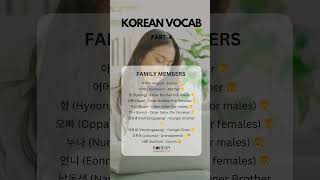 Korean Vocab Part 4  Family Members  koreanwords korean korea basickorean [upl. by Bury56]