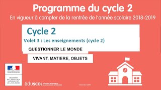 13 QUESTIONNER LE MONDE  VIVANT MATIERE OBJETS  Programme Cycle 2 CPCE1CE2 p55 à 61 [upl. by Ul]