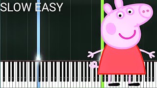 Peppa Pig Main Theme  SLOW EASY Piano Tutorial [upl. by Ykroc]