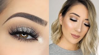 SOFT SPARKLY SILVER SMOKEY EYE MAKEUP TUTORIAL [upl. by Isolda]