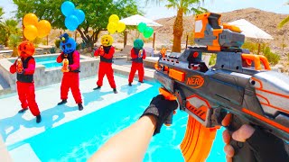 Nerf War Balloon Battle [upl. by Olzsal]