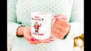 Personalized Merry Christmas Coffee Mug with Custom Name  Perfect Holiday Gift christmasmug [upl. by Rebmak]