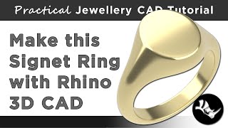 Signet Ring  Beginners Rhino Jewellery CAD Tutorial  Oval Pinky Ring [upl. by Akinhoj]