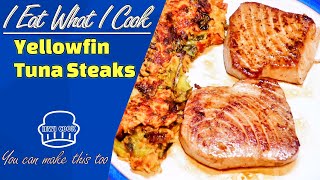 Yellowfin Tuna Steak PanFried  Tuna Recipe  Low Calorie  IEWICOOK [upl. by Eenot187]