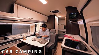 Car camping first night 65000 US super luxurious camper First stay｜Toyota Hiace｜163 [upl. by Filia684]