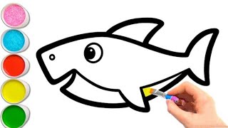 How To Draw Sharks Drawings painting Coloring For Kids And Toddlers [upl. by Wester]