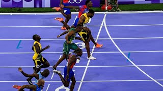 Noah Lyles 100m Final Olympic Highlights Noah Lyles 979 Gold Medal Kishane Thompson Olympic 2024 [upl. by Winter]