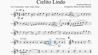 Cielito Lindo  Traditional Mexican – Play Along for Violin Flute or Guitar [upl. by Llenaj]