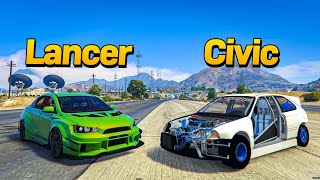 Usamos La Honda Civic Para Retar Un Lancer Evo X Gta Rp [upl. by Enelrahc]