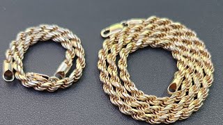 Harlembling review 5mm Diamond rope chain 14 kt over sterling silver after 2 years of wear [upl. by Still]