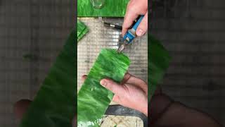 Cutting stained glassamp grinding for Tiffany style 3D plant stainedglass plants fyp art [upl. by Stroup884]