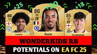 FIFA 25 WONDERKIDS RB POTENTIALS ON EA FC 25 ft Malo Gusto Rico Lewis Livramento [upl. by Ahselak495]