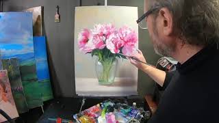 quotPink peoniesquot painting video lesson Artist Igor Sakharov [upl. by Onaimad]