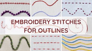 Hand Embroidery Stitches For Outlines 13 Essential Stitches for Beginners [upl. by Libbey696]