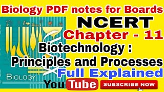 NCERT Ch11 Biotechnology principles and Processes Notes class 12 Biology NCERT BOARDS amp NEET [upl. by Onfroi]