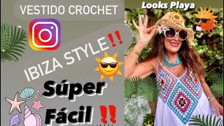 VESTIDO IBICENCOCROCHET SUPER FÁCIL 💯‼️🧶🧶🧶 tejedora crochetfácil moda [upl. by Adnalohs248]