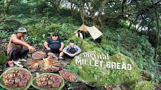 Survival in Green Lake Kodo Roti Millet Bread Cooking Nepali Style Eating Gundruk and Bhatmas Achar [upl. by Selrac]