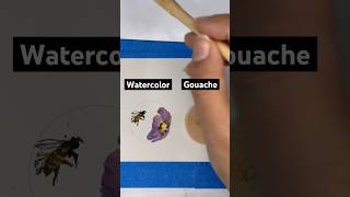 Watercolor vs Gouache  Gouache Painting Tutorial Bee amp Flower on Wood Disc  Miniature Art shorts [upl. by Halsy]