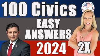 2024 100 Civics Questions and answers in RANDOM Order amp SIMPLEST ANSWERS  REPEAT 2X [upl. by Adlemi]