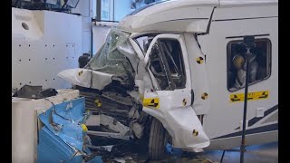 Krocktest av husbilar – Crash test of motorhomes  Trafikverket [upl. by Kelsy748]