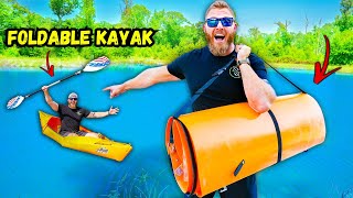 Worlds First FOLDABLE Kayak Fishing Challenge Surprising [upl. by Murtha621]