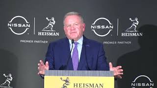 quotThis was the best player in college footballquot Brian Kelly meets media after Daniels wins Heisman [upl. by Ixela]