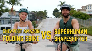 The Cheapest Folding Bike from Amazon vs The Superhuman Shapeshifter Folding eBike [upl. by Marinna]