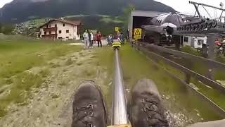 EXITED CRAZY MAN IN ALPINE MOUNTAIN COASTER STUN A GIRL BY CRASHING INTO HER [upl. by Mor591]