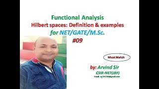 Hilbert space  Definition  Examples  Functional Analysis  GATE  NET  Arvind sir  09 [upl. by Amias]