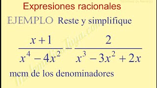 Una resta de expresiones racionales con distintos denominadores [upl. by Nytsrik]