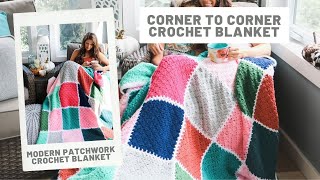 How To Crochet Modern Patchwork Throw [upl. by Prudence]