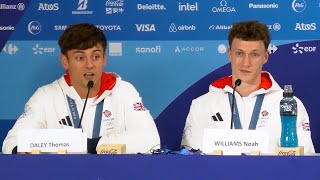 Tom Daley and Noah Williams 10m synchronised SILVER winning press conference 🥈🗼 Paris 2024 Olympics [upl. by Coray708]