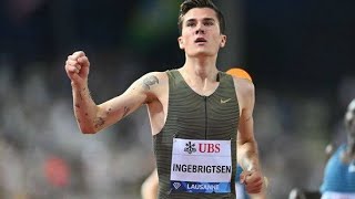 Jakob Ingebrigtsen wins Mens 3000m at Wanda Diamond League 2024 in Silesia [upl. by Maureene]