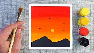 Sunset painting  Poster colour painting ideas for beginners [upl. by Rammaj]