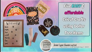 Craft with Me Five Easy Dollar Tree Cricut Crafts [upl. by Freyah]