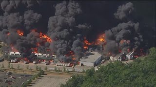 Massive fire following explosion at Illinois chemical plant [upl. by Nnaasil]