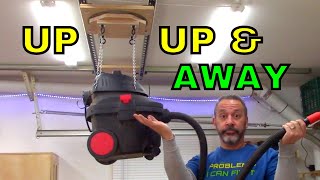 DIY Ceiling Mounted Rolling Gantry for Woodworking Workshop  No Welding Required [upl. by Ennaeel]