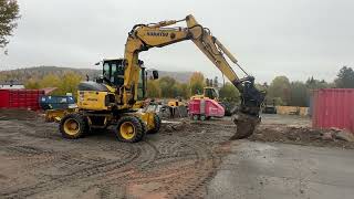 2008 Komatsu PW98MR6 hjulgraver med rotortilt og pusseskuffe [upl. by Jaclin560]