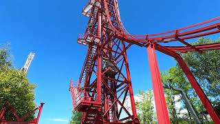 Hollywood Tower Movieland Park The Hollywood Park Gardasee Onride Freefall Tower Roller Coaster POV [upl. by Afrikah21]