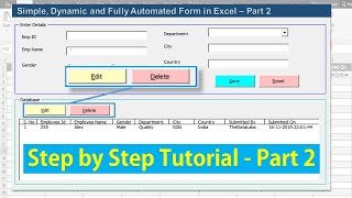 Fully Automated Data Entry User Form in Excel  Part 2 Edit and Delete Records [upl. by Tegdig]