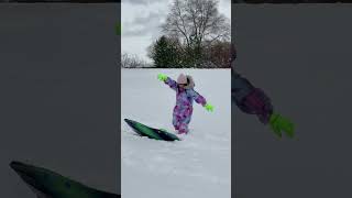 Kids having fun playing in the snow snow sledding ontario canada youtubeshorts shorts funtime [upl. by Bergman]