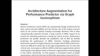 Architecture Augmentation for Performance Predictor via Graph Isomorphism [upl. by Valenba360]