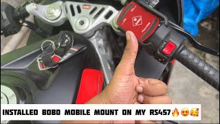 BOBO MOBILE HOLDER INSTALLED ON RS457😱🔥😍🔥 motovlog motovlogger vlog vlogger vlogvideo [upl. by Caz]