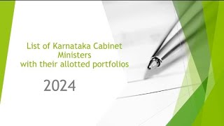 Cabinet Ministers of Karnataka 2024  Current affairs [upl. by Eynttirb]