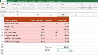 Excel  BTW uitrekenen [upl. by Nelan]