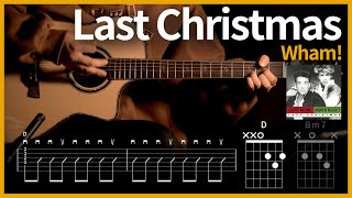 335근본 캐롤 Wham왬  Last Christmas라스트 크리마스 기타 【★☆☆☆☆】  Guitar tutorial ギター 弾いてみた 【TAB譜】 [upl. by Tugman]