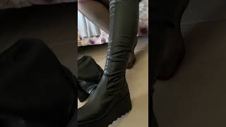 Getting ready with my new boots boots combatboots highheels fashion [upl. by Nooj]