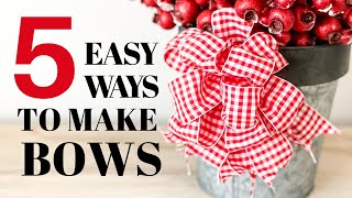 How to Make a Bow with Wired Ribbon  5 EASY ways [upl. by Annelise895]