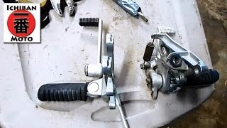 Ichiban Cafe Racer Part 20 How to install Sport Bike Rear Sets On a Vintage Motorcycle [upl. by Nirot]