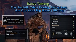 Bahas Tips Statistik Talent Penting Rating Equipmentdan Cara Atasi bug Mastery  Gold and Glory [upl. by Nosdivad]